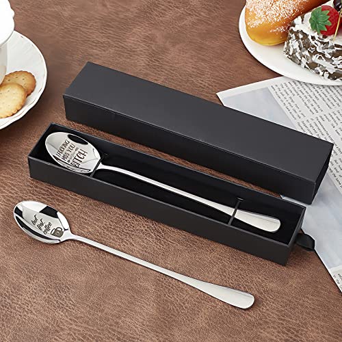 2 Pieces Her Ice Cream Spoon, Engraved Stainless Steel Espresso Spoon Funny Coffee Lovers Gift For Friends Or Family