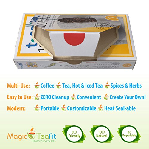 Dern Tea Filter Bags, Disposable Tea Infuser, Size 2, Set Of 100 Filters - Heat Sealable, Natural, Easy To Use Anywhere, No Cleanup – Perfect For Teas, Coffee & Herbs - From Magic Teafit