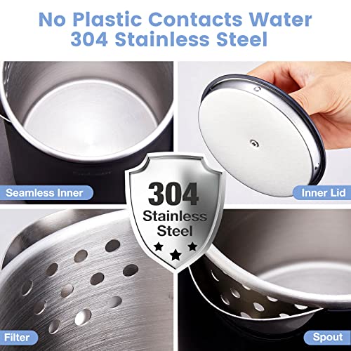 Small Electric Tea Kettle Stainless Steel 0.8L Portable Travel Hot Water Boiler, Mini Electric Coffee Kettle With Auto Shut-Off & Boil Dry Protection, Cordless Base & LED Indicator