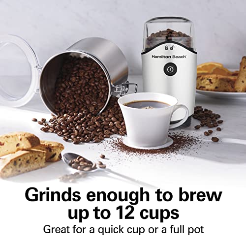Hamilton Beach Scoop Single Serve Coffee Maker, Fast Brewing, Stainless Steel (49981A) & 4.5oz Electric Coffee Grinder For Beans, Spices & More, Stainless Steel Blades, Silver (80350R)