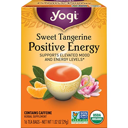 Tea - Sweet Tangerine Positive Energy Tea (6 Pack) - Supports Elevated Mood And Energy Levels - With Black Tea And Green Tea Extract - Contains Caffeine - 96 Organic Tea Bags