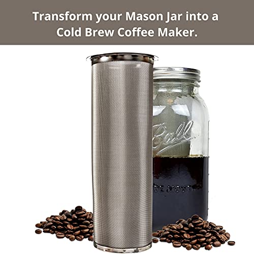 Altura The TUBE+ Cold Brew Coffee Maker | Cold Brew Coffee Filter For Wide Mouth Mason Jar | Stainless Steel Cold Brew Filter The TUBE+ (64oz/2qt)