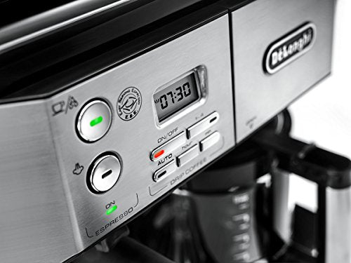 De'Longhi BCO430 Combination Pump Espresso And 10-Cup Drip Coffee Machine With Frothing Wand, Silver And Black
