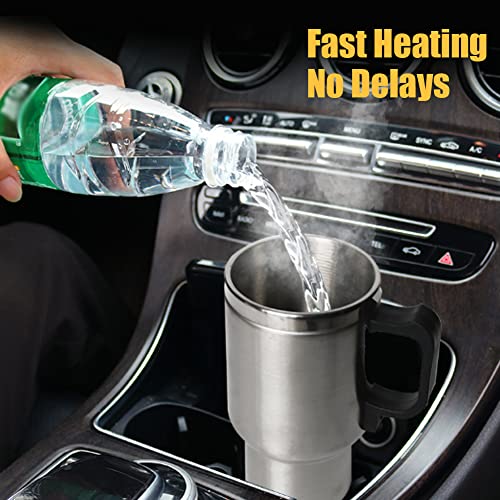Hot Water Kettle Electric, 12V 450ml Electric Car Kettles Stainless Steel Travel Heating Cup Coffee Tea Car Cup Mug With Cigarette Lighter Plug