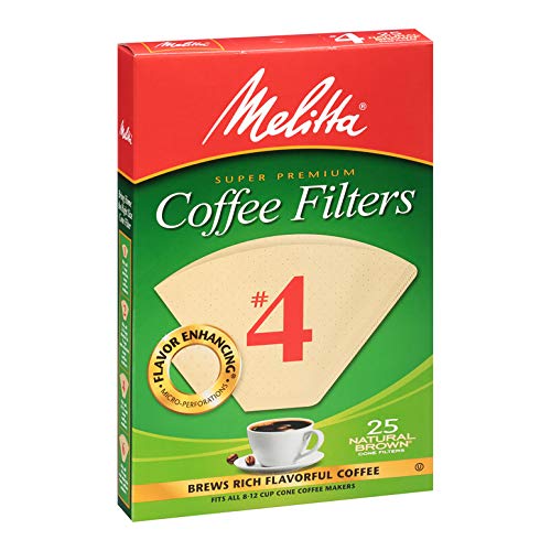 Melitta #4 Cone Coffee Filters, Natural Brown, 100 Count (Pack Of 6) 600 Total Filters
