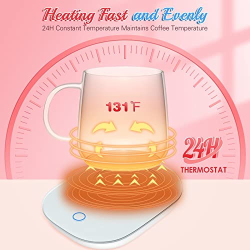 Coffee Mug Warmer, Candle Warmer Plate With Auto Shut Off, Coffee Warmer With Mug Set For Women, Smart Temperature Control With 55℃/131℉, Electric Heated Coffee Cup Warmer For Desk