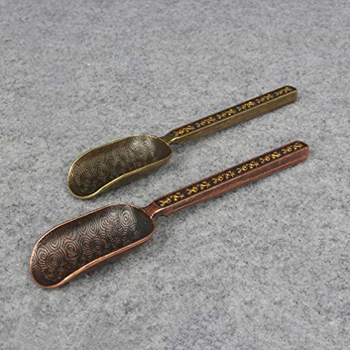 Chinese Tea Set Tea Scoop Metal Bath Salt Vintage Loose Leaf Tea Copper Measuring Shovel Coffee Scooper For Bath Salts Milk Coffee Candy Tea Bath Salt Scoop