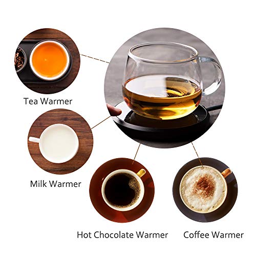 Coffee Mug Warmer & Mug Set, KRGMNHR Smart Coffee Warmer For Desk With Auto Shut Off For Desk Home Office Use, Pressure-Activated Technology, 15oz Flat-Bottomed Ceramic Mug, Black Set (Upgrade)