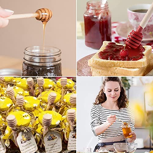 100pcs Mini Wooden Honey Dipper Sticks, 3 Inch Honey Stirrers For Honey Jar Dispense Drizzle Honey, Wedding Party Favors