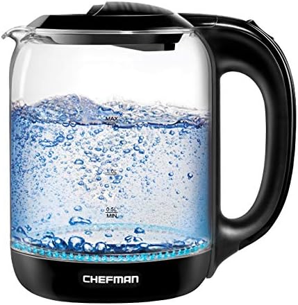 1.7 Liter Electric Glass Tea Kettle, Fast Hot Water Boiler, One Touch Operation, Boils 7 Cups, Swivel Base & Cordless Pouring, Auto Shut-Off