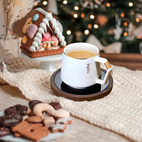Ug Warmer, KRGMNHR Coffee Warmer For Desk Auto Shut Off, 3-Temperature Settings, Wax Melt Warmer Heating Plate (Up To 180Β° F), Wood Grain