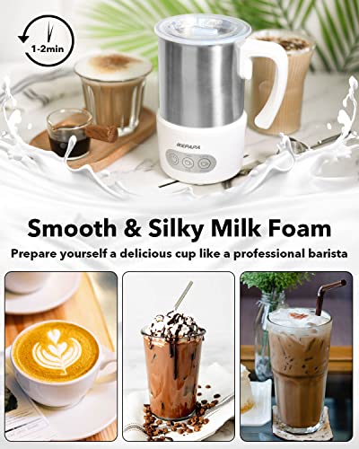 Milk Frother – Electric Milk Frother And Steamer For Home – 13.5oz/380ml Large Capacity – 5-in-1 Functions With Heating And Frothing – Ideal For Latte, Cappuccino, Chocolate, Hot Milk, 500W