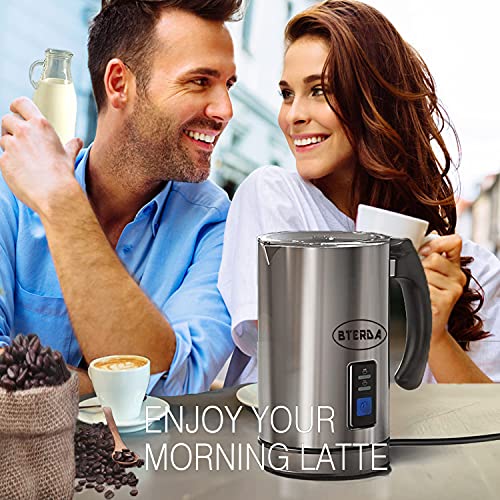Milk Frother,Automatic Milk Warmer,11.9oz/350ml Electric Milk Steamer,Hot/Cold Stainless Steel Milk Frother,Milk Foam Maker With LED Touch Screen For Coffee/Hot Chocolate/Latte/Cappuccinos (SL-02)