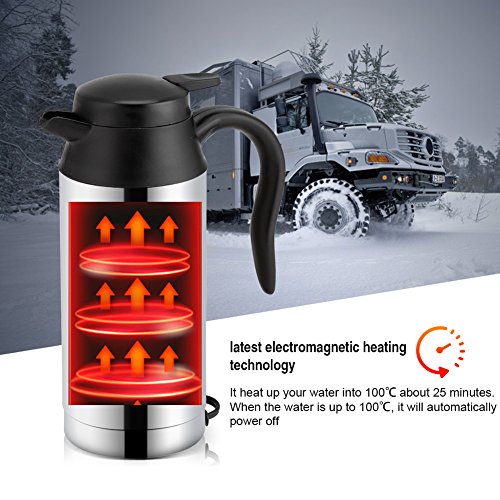 Stainless Steel Car Kettle, Electric Heating Water Cup Heating Coffee Mug Travel Water Bottle, Car Heating Cup Coffee Mug Travel Mug Water Milk Heating Kettle For Camping
