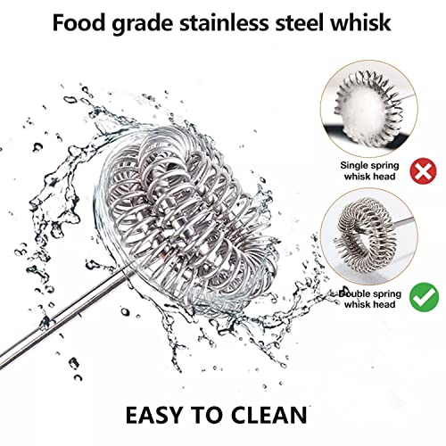 GENERIC Stainless Steel Silver Milk Frother Handheld Battery Operated,Double Spring Whisk Head Coffee Frother For Milk Foaming