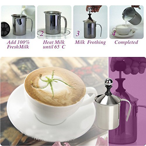 400ml Stainless Steel Milk Frother Double Mesh Milk Creamer Milk Foam