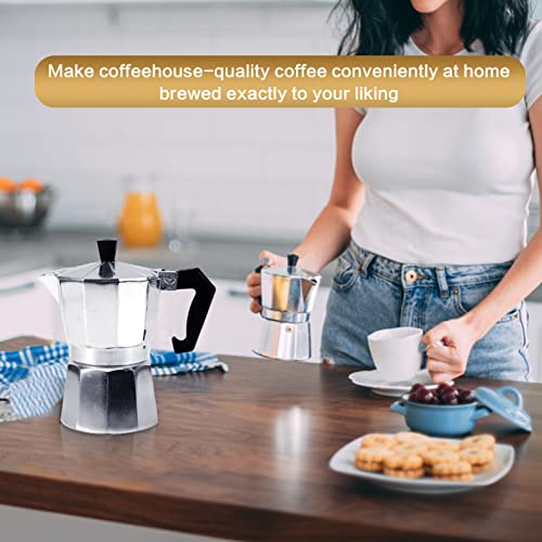 Iconic Stovetop Espresso Maker,Espresso And Coffee Maker, Makes Real Italian Coffee,Moka Pot For Classic Italian And Cuban Café Brewing,Moka Pot 2 Cup,Silver