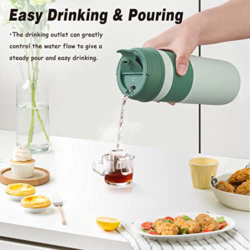 Travel Electric Kettle, 350ML Portable Electric Tea Kettle BPA-Free, Small Electric Kettle With 3 Temp Setting, Hot Water Boiler With Keep Warm, 304 Stainless Steel And Fast Boil, Green