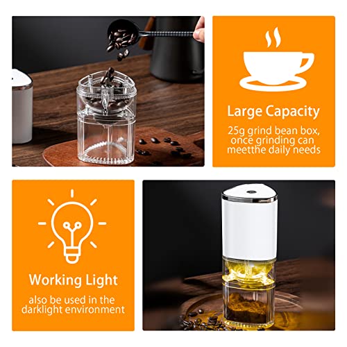Burr Coffee Grinder, Rechargeable Small Electric Cafe Grind Adjustable Burr Spice Grinder Simple One-Touch Operation Burr Mill From Espresso To French Press