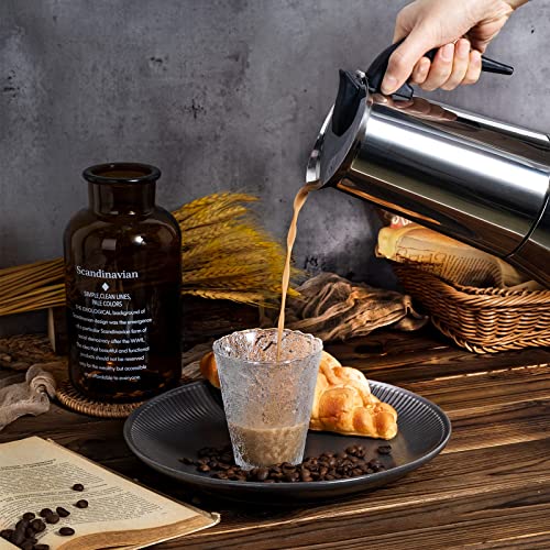 Stainless Steel Stovetop Moka Pot Espresso Maker Percolator 12 Cup 600ml Portable Italian Greca Cuban Coffee Maker For Big Family Home Office Camping, Work With Gas Electric Ceramic Stovetop