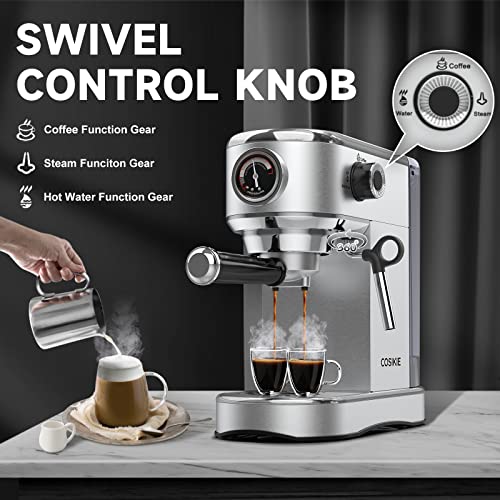 Spresso Machine, Expresso Coffee Machines With Steamer, Cappuccino Machine, Upgraded 15 Bar Espresso Machine Maker With Milk Frother For Cappuccino Latte Macchiato, Christmas Coffee Gifts,1450W