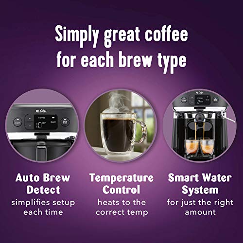 Mr. Coffee® All-in-One Occasions Specialty Pods Coffee Maker, 10-Cup Thermal Carafe, And Espresso With Milk Frother And Storage Tray, Black