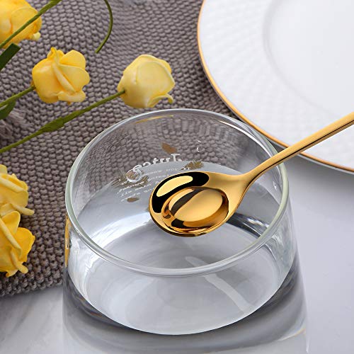 Fancy Espresso Coffee Spoons Gold Set Of 8, MINGYU 6-inch Music Note Design Cute And Lovely Small Mixing Spoons Set, 18/8 Stainless Steel Shiny For Daily Use/Café/Restaurant/Hotel