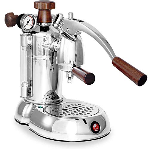 SW-16 Stradavari 16-Cup Espresso Machine, Chrome With Wood Handles,Silver