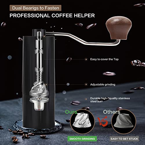 Nual Coffee Bean Grinder OMeJia Hand Handheld Coffee Grinder Manual Burr Crank Coffee Grinder Portable Camping Travel Coffee Grinder
