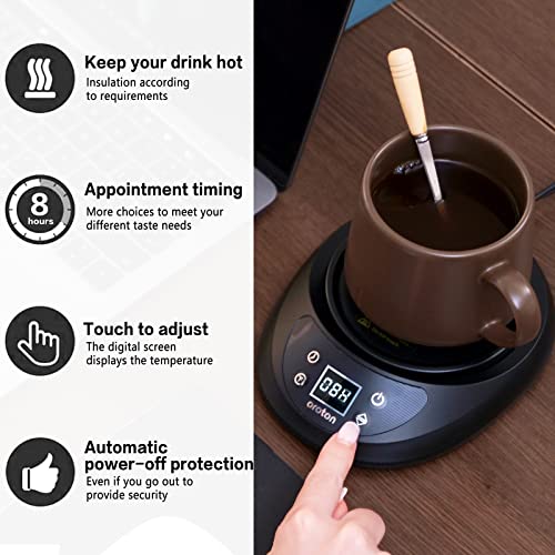 Oroton Coffee Mug Warmer&Cup For Office Desk Use,1-8 Hour Timer Settings,Electric Beverage Warmer With 8 Temperature Settings, Coffee Warmer Plate For Cocoa Tea Milk With Auto Shut Off