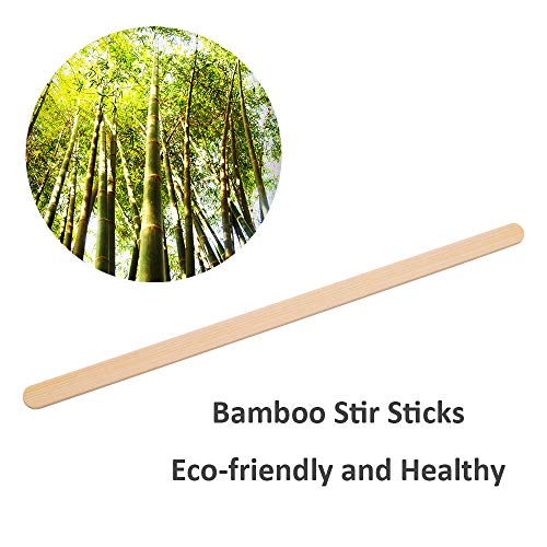 JoyRay 200 Pack5.5-Inch Bamboo Coffee Stirrers Individually Wrapped Disposable Beverage Stirrers Sticks