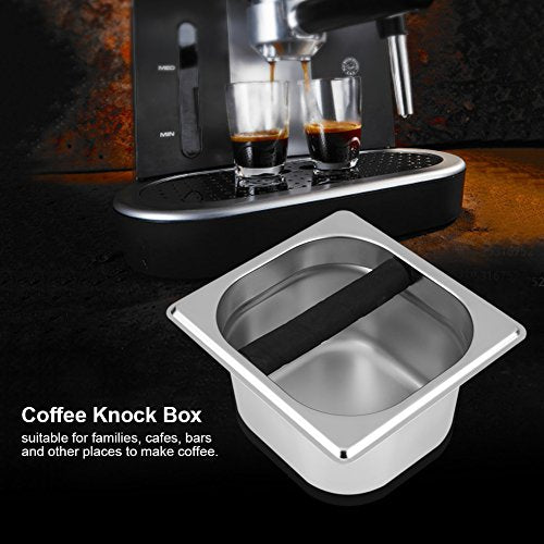 Coffee Knock Box, Stainless Steel Espresso Box Container Dump Bin Grind Waste Bin With Rubber Bar For Coffee Machine(S)