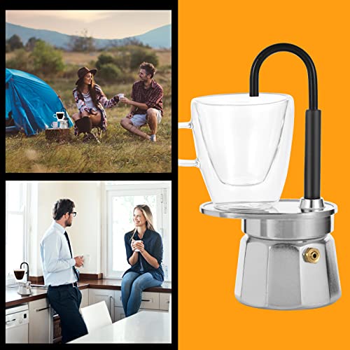 -Mini Express Swiss Single Tube Moka Pot Aluminum Sliver,Moka Set Includes One Double Wall 3oz Cup,Enjoy Delicious Coffee In No Time