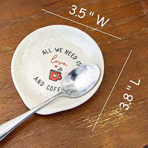 Spoon Rests For Coffee Cups - Coffee Bar Accessories Coffee Table DΓ©cor - Gift For Women Men - All We Need Is Love And Coffee