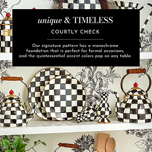 AcKenzie-Childs Courtly Check Enamel Tea Kettle, Decorative Tea Kettle, 3-Quart Capacity