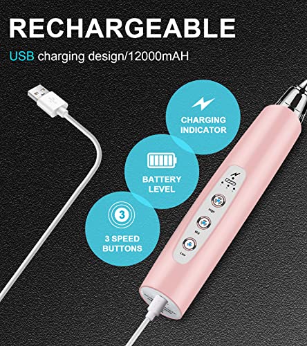 Handheld Milk Frother For Coffee, Rechargeable Electric Whisk With 3 Heads 3 Speeds Drink Mixer Foam Maker For Latte, Cappuccino, Hot Chocolate, Egg - Pink