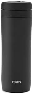  P1 French Press - Double Walled Stainless Steel Vacuum Insulated Coffee And Tea Maker, 12 Ounce, Matte Meteorite Black