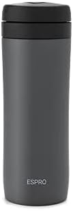  P1 French Press - Double Walled Stainless Steel Vacuum Insulated Coffee And Tea Maker, 12 Ounce, Matte Meteorite Black