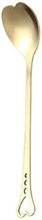  Kitchen Dessert Spoon Ice Cream Spoon Coffeeware Stainless Steel Coffee Spoon Mixing Spoon Heart Shaped(Gold)