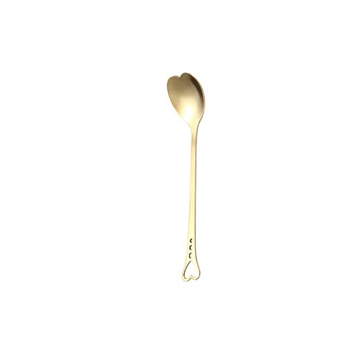  Kitchen Dessert Spoon Ice Cream Spoon Coffeeware Stainless Steel Coffee Spoon Mixing Spoon Heart Shaped(Gold)
