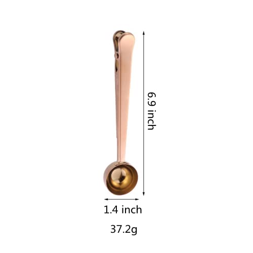  5 Pcak Coffee Scoop Clip, 2-in-1 Stainless Steel Coffee Measuring Spoon With Sealing Clips, Kitchen Craft Long Handle Spoon Bag Clip For Coffee, Milk Powder, Oatmeal, Tea,Spices (Multicolor)