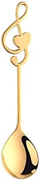  Fancy Espresso Coffee Spoons Gold Set Of 8, MINGYU 6-inch Music Note Design Cute And Lovely Small Mixing Spoons Set, 18/8 Stainless Steel Shiny For Daily Use/Café/Restaurant/Hotel