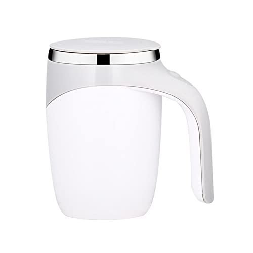  Electric Stirring Coffee Mug, Self Stirring Mug Rotating Home Office Travel Mixing Cup, Funny Electric Stainless Steel Self Mixing Coffee Tumbler, Suitable For Coffee, Milk, Cocoa(White)