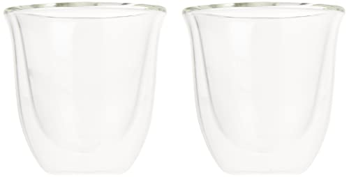De'Longhi All-in-One Combination Coffee Maker & Espresso Machine + Advanced Adjustable Milk Frother & DeLonghi Double Walled Thermo Espresso Glasses, Set Of 2, Regular, Clear