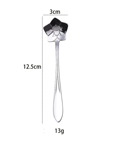  4pcs Stainless Steel Cherry Blossom Spoon Coffee Spoon Rose Flower Spoon Wedding Gift Bird's Nest Gift Spoon Honey Spoon (silver-A2)