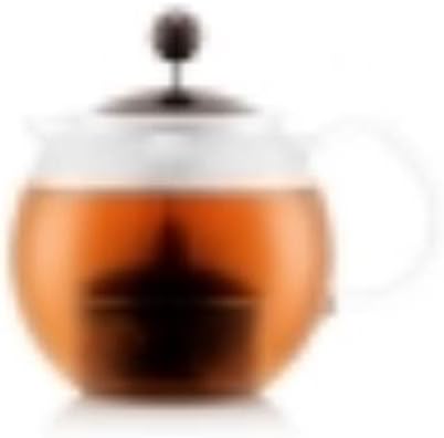 Bodum Assam Glass Tea Press With Stainless Steel Filter And Black Handle And Lid, 1.0-Liter, 34-Ounce