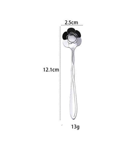  4pcs Stainless Steel Cherry Blossom Spoon Coffee Spoon Rose Flower Spoon Wedding Gift Bird's Nest Gift Spoon Honey Spoon (silver-A2)