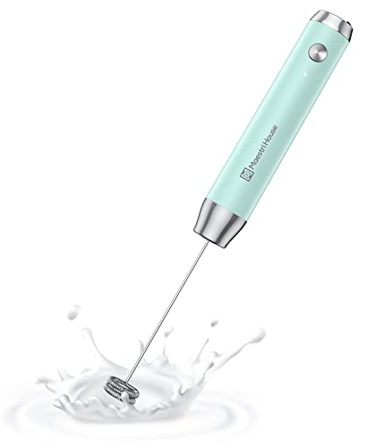  Rechargeable Milk Frother For Coffee, Handheld Electric Foam Maker Detachable Stainless Steel Whisk Drink Mixer Foamer For Lattes, Cappuccino, Hot Chocolate, Matcha With 2 Whisks-Green