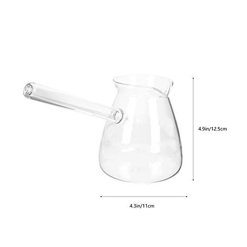  Turkish Coffee Pot Borosilicate Glass, Stovetop Tea Maker, Tearoom Side Handle Glass Teapot Kettle, Healthy And Extremely Heat Resistant Milk Warmer, Hot Chocolate Maker, Butter Melting Pot
