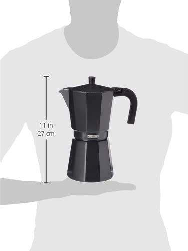  Monix Vitro Noir Aluminium Non-Stick 12 Cups Coffee Maker, 30 X 30 X 30 Cm, Black